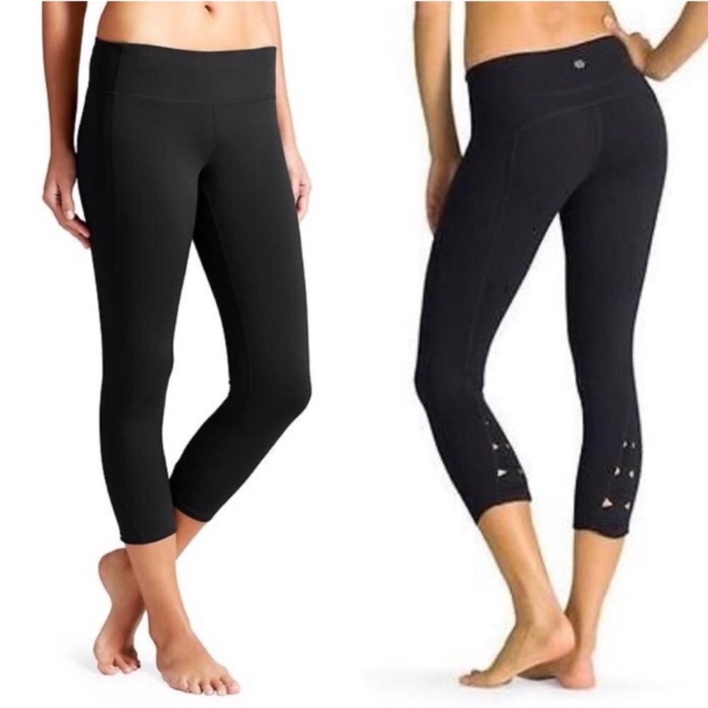 Athleta X’s and O’s Black Cropped Capri Leggings Size Small